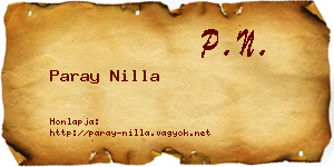 Paray Nilla névjegykártya